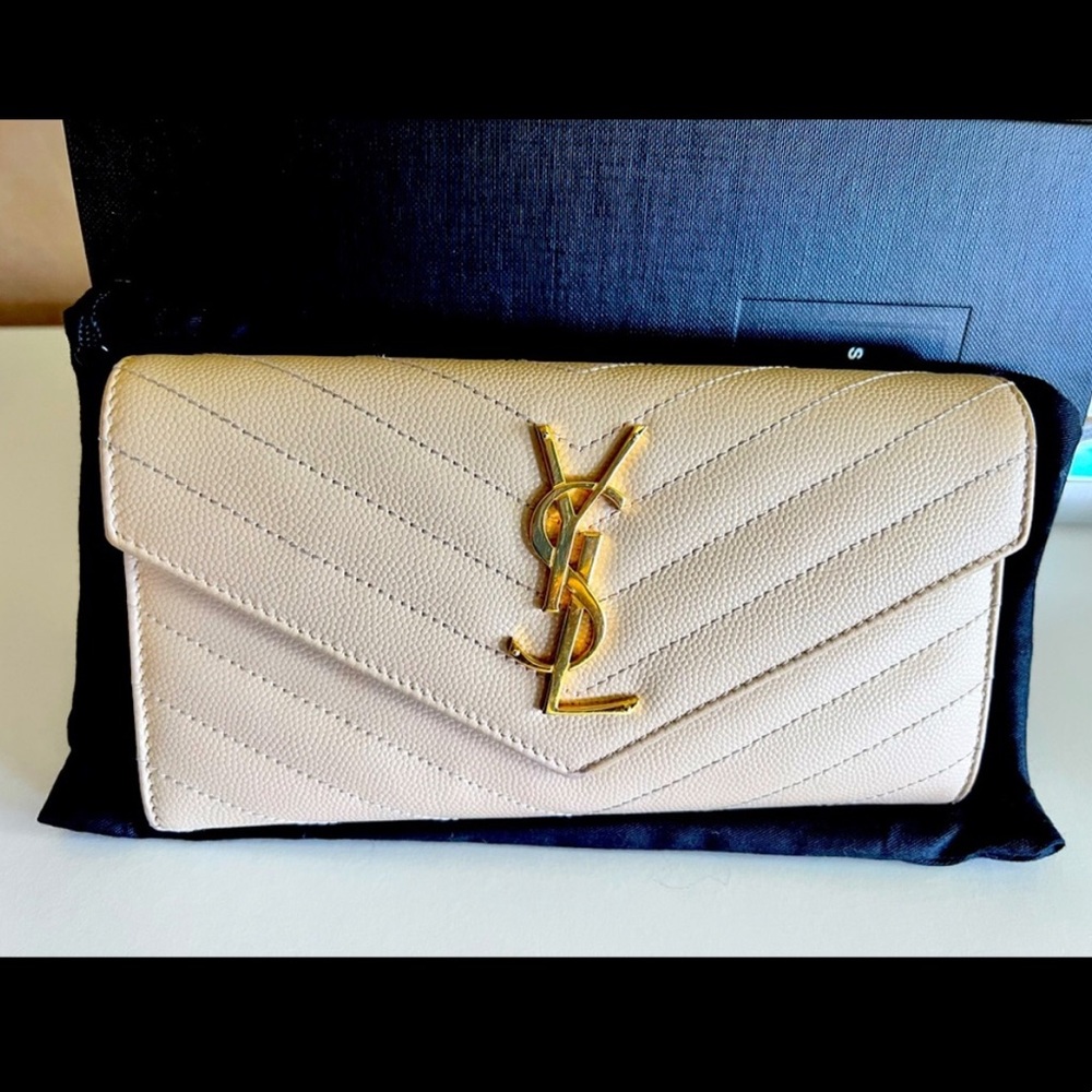 YSL Grain de Poudre Leather Flap Wallet